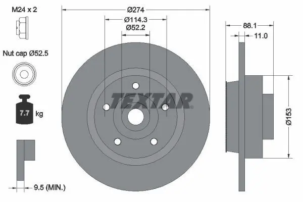 Handler.Part Brake disc TEXTAR 92232603 1