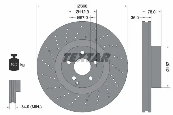 Handler.Part Brake disc TEXTAR 92124200 1