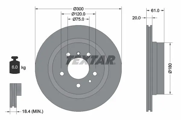 Handler.Part Brake disc TEXTAR 92071300 1