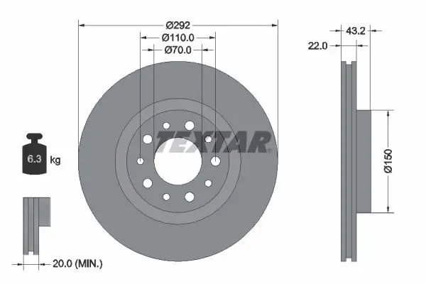 Handler.Part Brake disc TEXTAR 92145303 1