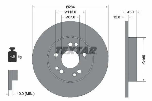 Handler.Part Brake disc TEXTAR 92031803 1