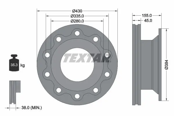 Handler.Part Brake disc TEXTAR 93102000 1