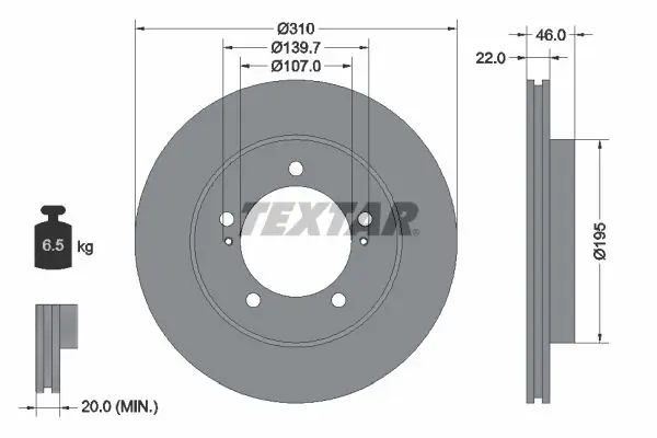 Handler.Part Brake disc TEXTAR 92149000 1