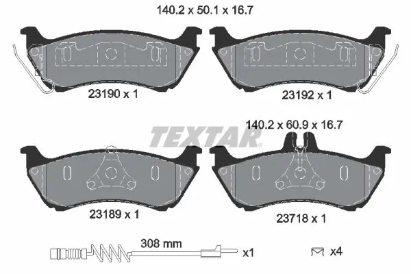 Handler.Part Brake pad set, disc brake TEXTAR 2319002 1