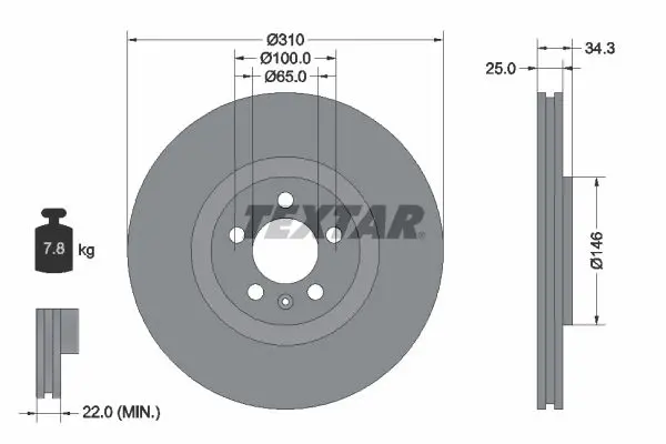 Handler.Part Brake disc TEXTAR 92275903 1