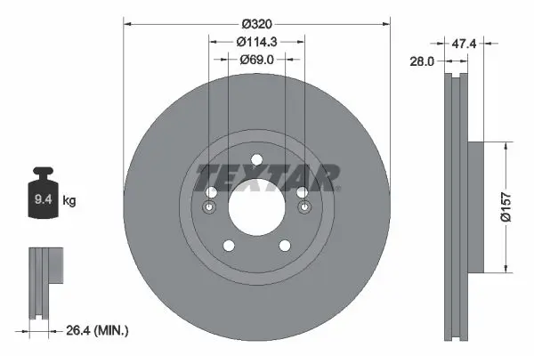 Handler.Part Brake disc TEXTAR 92237803 1