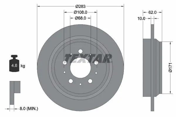 Handler.Part Brake disc TEXTAR 92088600 1