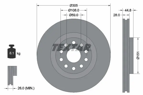 Handler.Part Brake disc TEXTAR 92115800 1