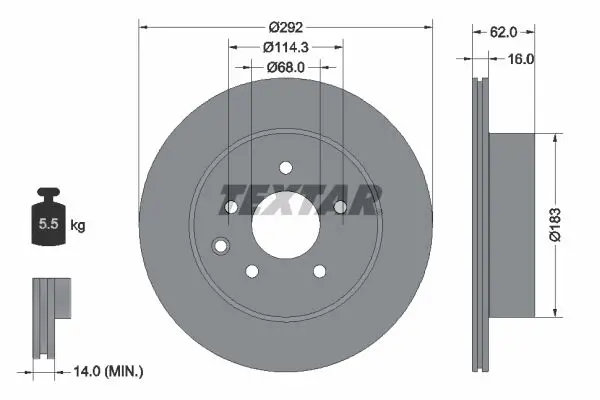 Handler.Part Brake disc TEXTAR 92144003 1