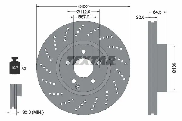 Handler.Part Brake disc TEXTAR 92163405 1