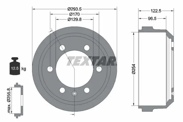 Handler.Part Brake drum TEXTAR 94021500 1