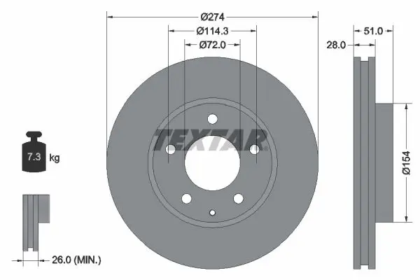 Handler.Part Brake disc TEXTAR 92079200 1