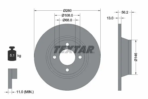 Handler.Part Brake disc TEXTAR 92060400 1