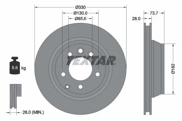 Handler.Part Brake disc TEXTAR 92122003 1