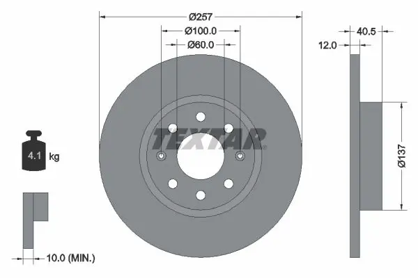 Handler.Part Brake drum TEXTAR 94038500 1