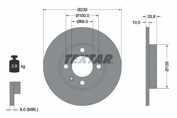 Handler.Part Brake disc TEXTAR 92071903 1