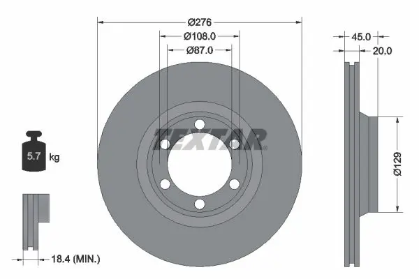 Handler.Part Brake disc TEXTAR 92035000 1