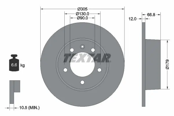 Handler.Part Brake disc TEXTAR 92111203 1