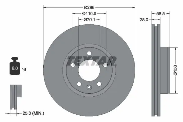 Handler.Part Brake disc TEXTAR 92057700 1