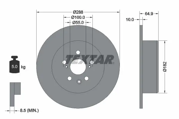 Handler.Part Brake disc TEXTAR 92135903 1