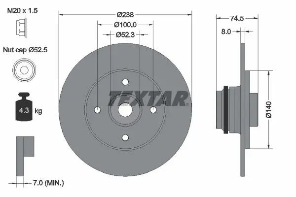 Handler.Part Brake disc TEXTAR 92242100 1