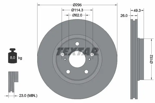 Handler.Part Brake disc TEXTAR 92163900 1