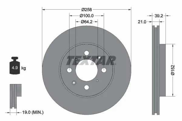 Handler.Part Brake disc TEXTAR 92165900 1