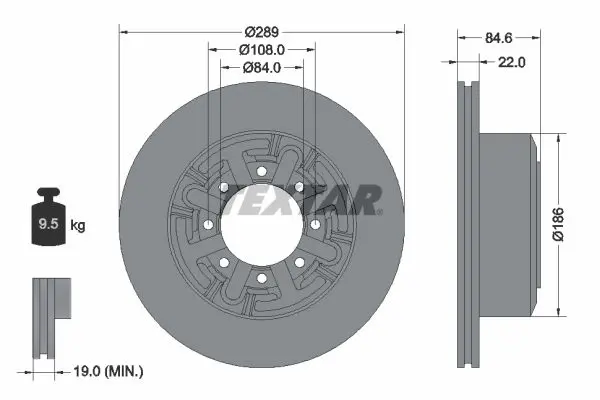 Handler.Part Brake disc TEXTAR 93089600 1