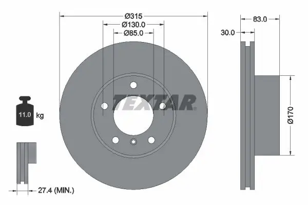 Handler.Part Brake disc TEXTAR 92113403 1