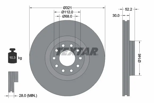 Handler.Part Brake disc TEXTAR 92154703 1