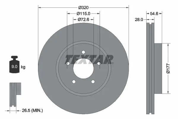 Handler.Part Brake disc TEXTAR 92235403 1