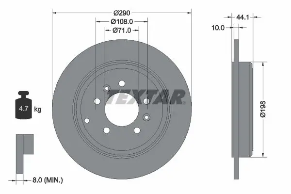 Handler.Part Brake disc TEXTAR 92054800 1