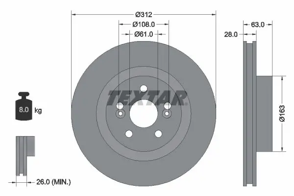 Handler.Part Brake disc TEXTAR 92167700 1