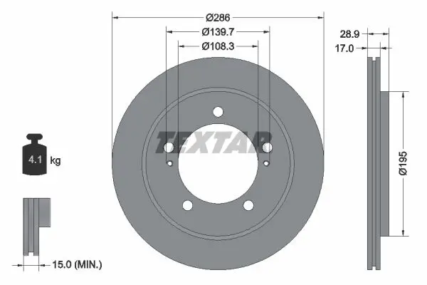 Handler.Part Brake disc TEXTAR 92136800 1