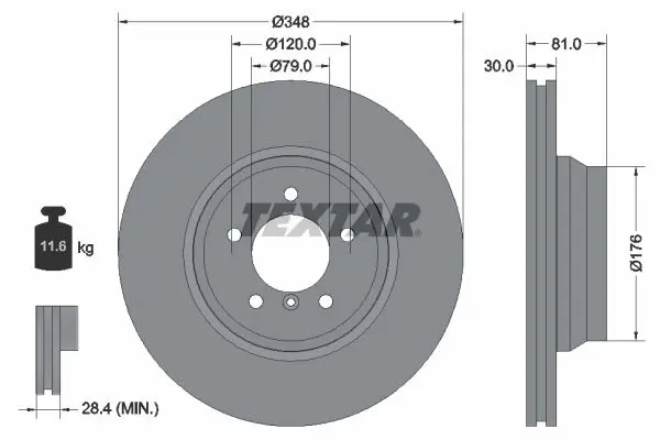 Handler.Part Brake disc TEXTAR 92122903 1