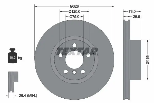 Handler.Part Brake disc TEXTAR 92257103 1