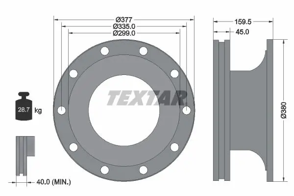 Handler.Part Brake disc TEXTAR 93126900 1