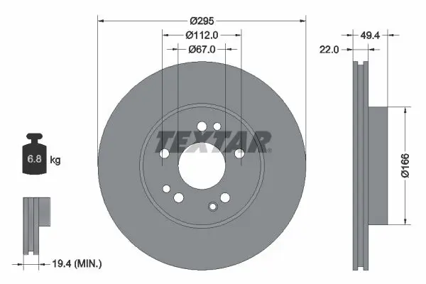 Handler.Part Brake disc TEXTAR 92057300 1