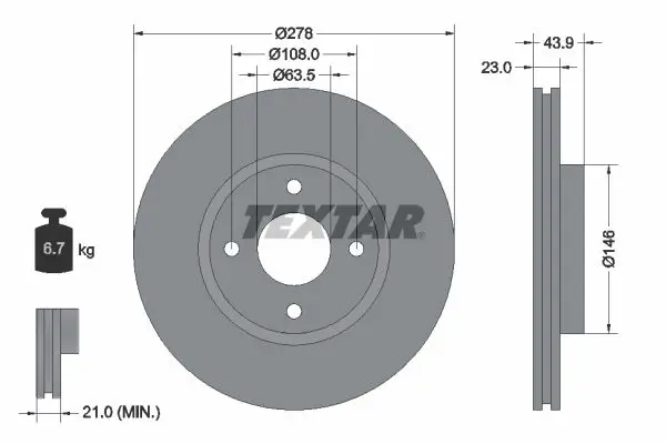 Handler.Part Brake disc TEXTAR 92252403 1