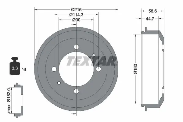 Handler.Part Brake drum TEXTAR 94037700 1