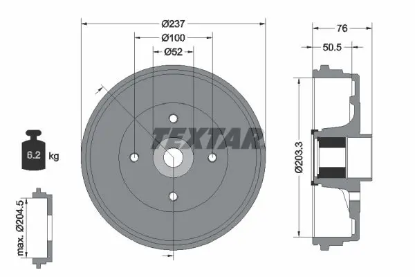 Handler.Part Brake drum TEXTAR 94041400 1