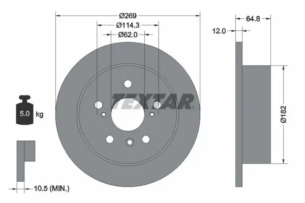 Handler.Part Brake disc TEXTAR 92139800 1