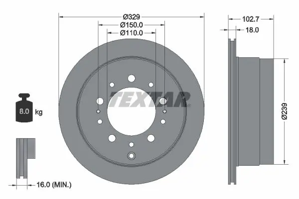 Handler.Part Brake disc TEXTAR 92172803 1