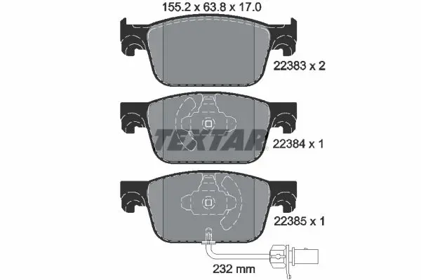 Handler.Part Brake pad set, disc brake TEXTAR 2238301 1