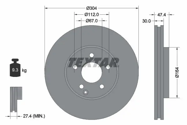 Handler.Part Brake disc TEXTAR 92152100 1