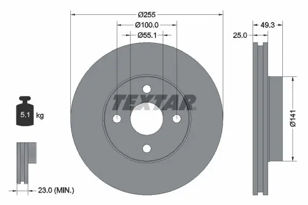 Handler.Part Brake disc TEXTAR 92125803 1