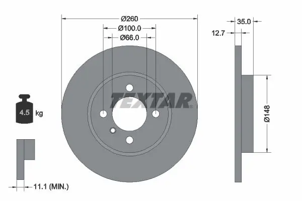 Handler.Part Brake disc TEXTAR 92026400 1