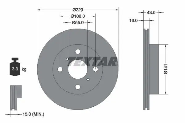 Handler.Part Brake disc TEXTAR 92097900 1