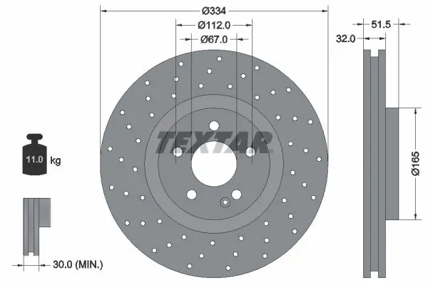 Handler.Part Brake disc TEXTAR 92123800 1