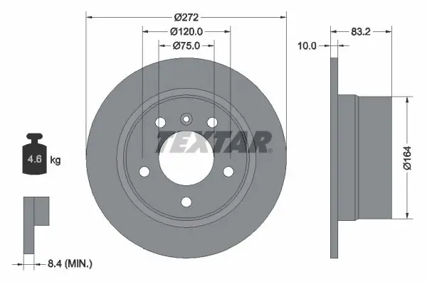 Handler.Part Brake disc TEXTAR 92076703 1